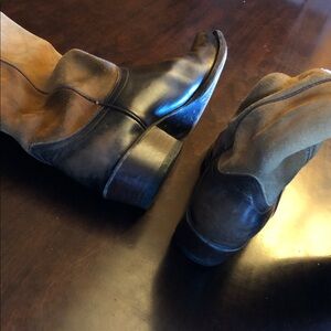 Brown Leather Boots with Tan Suede